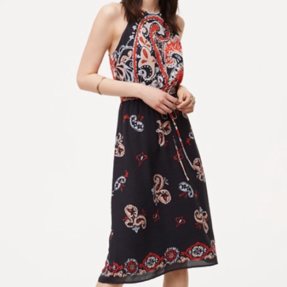 Loft Sunset Paisley Halter Dress